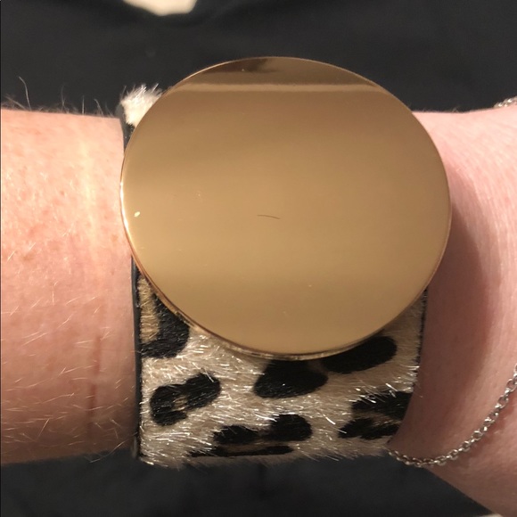 Leopard Bracelet with Gold Tone Medallion - Picture 2 of 3